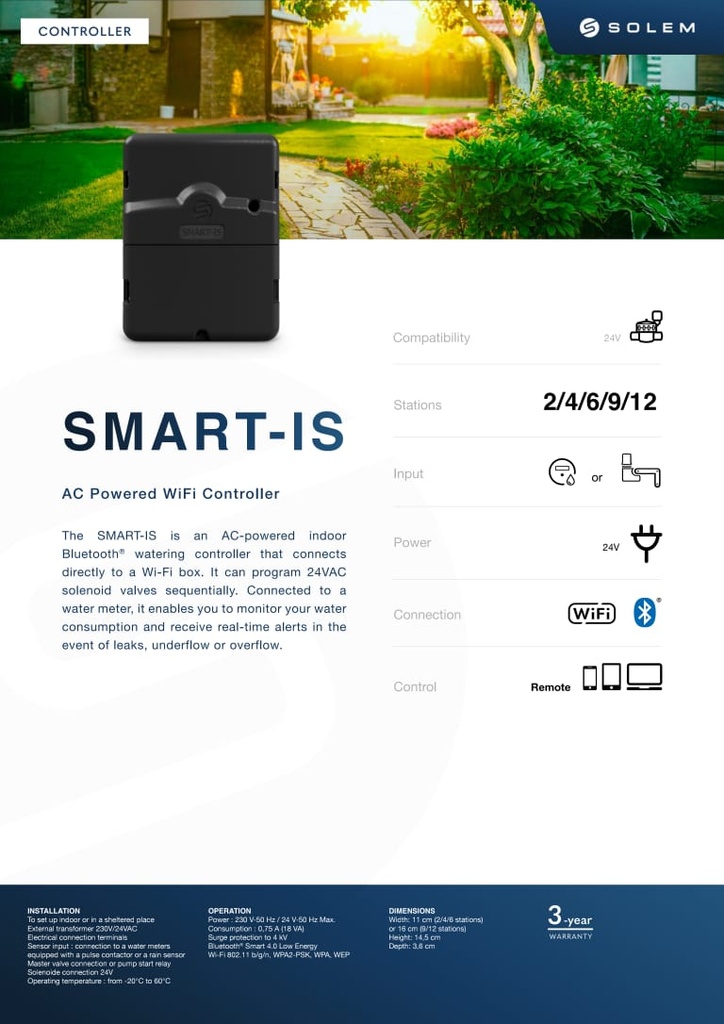 SMART-IS Indoor Wi-Fi Watering Controller Bluetooth / Wi-Fi