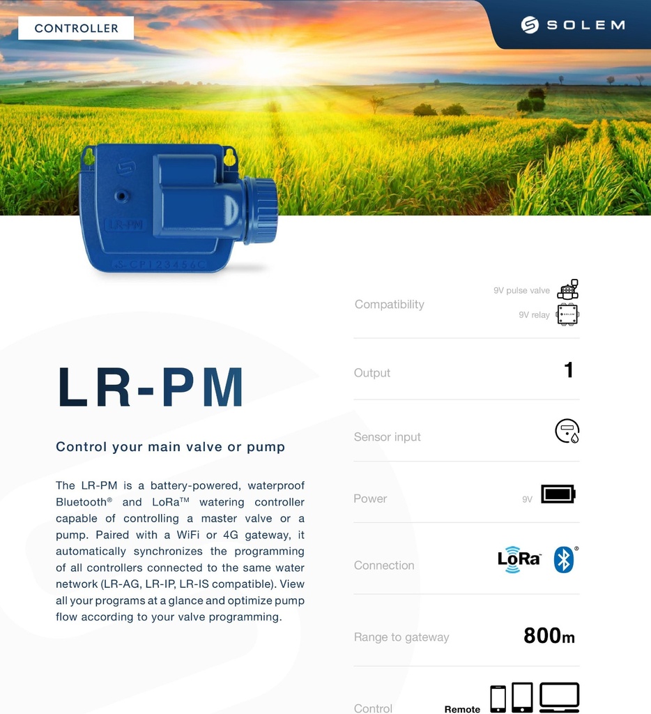 LR-PM Irrigation Controller for Master Valve or Pump