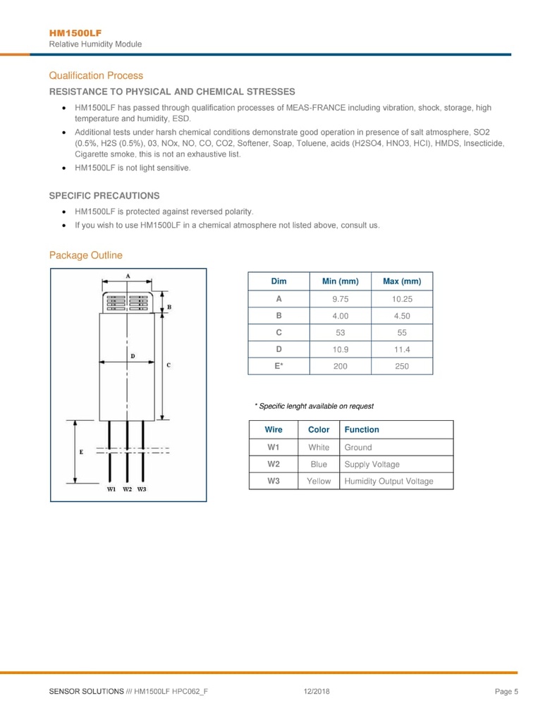 HM1500 LF Hygrometry probe