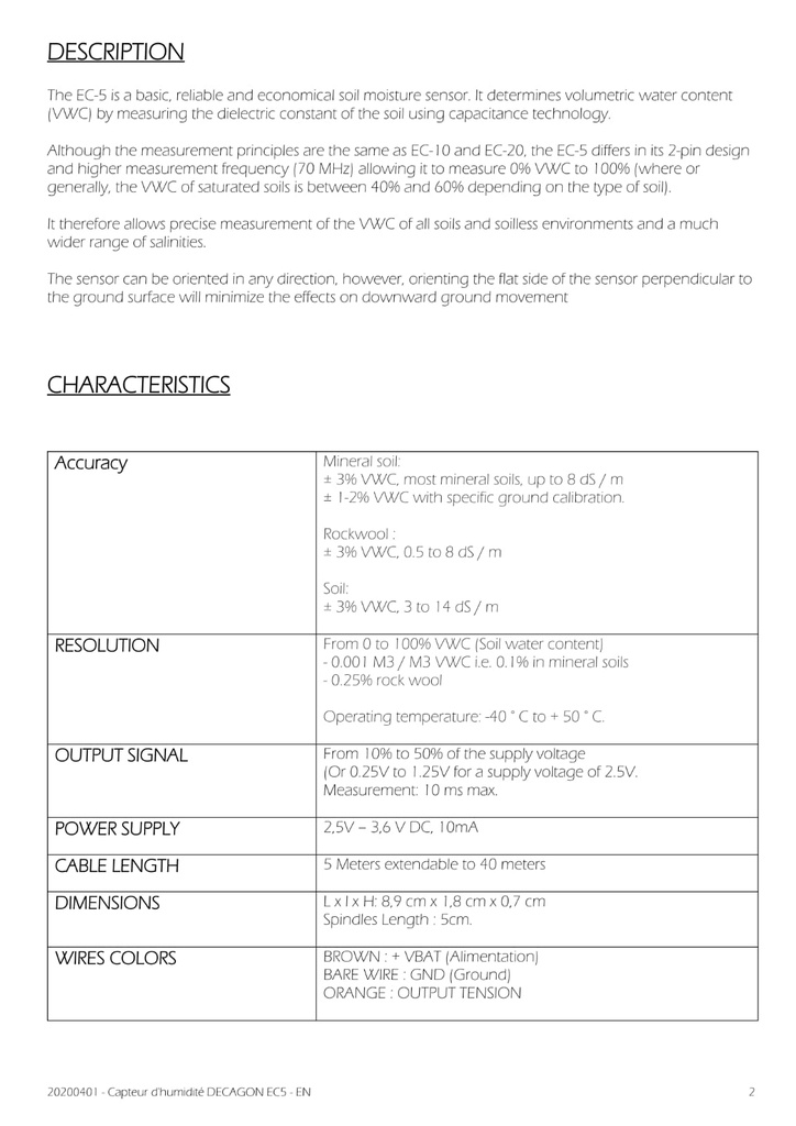 EC 5 Humidity Probe